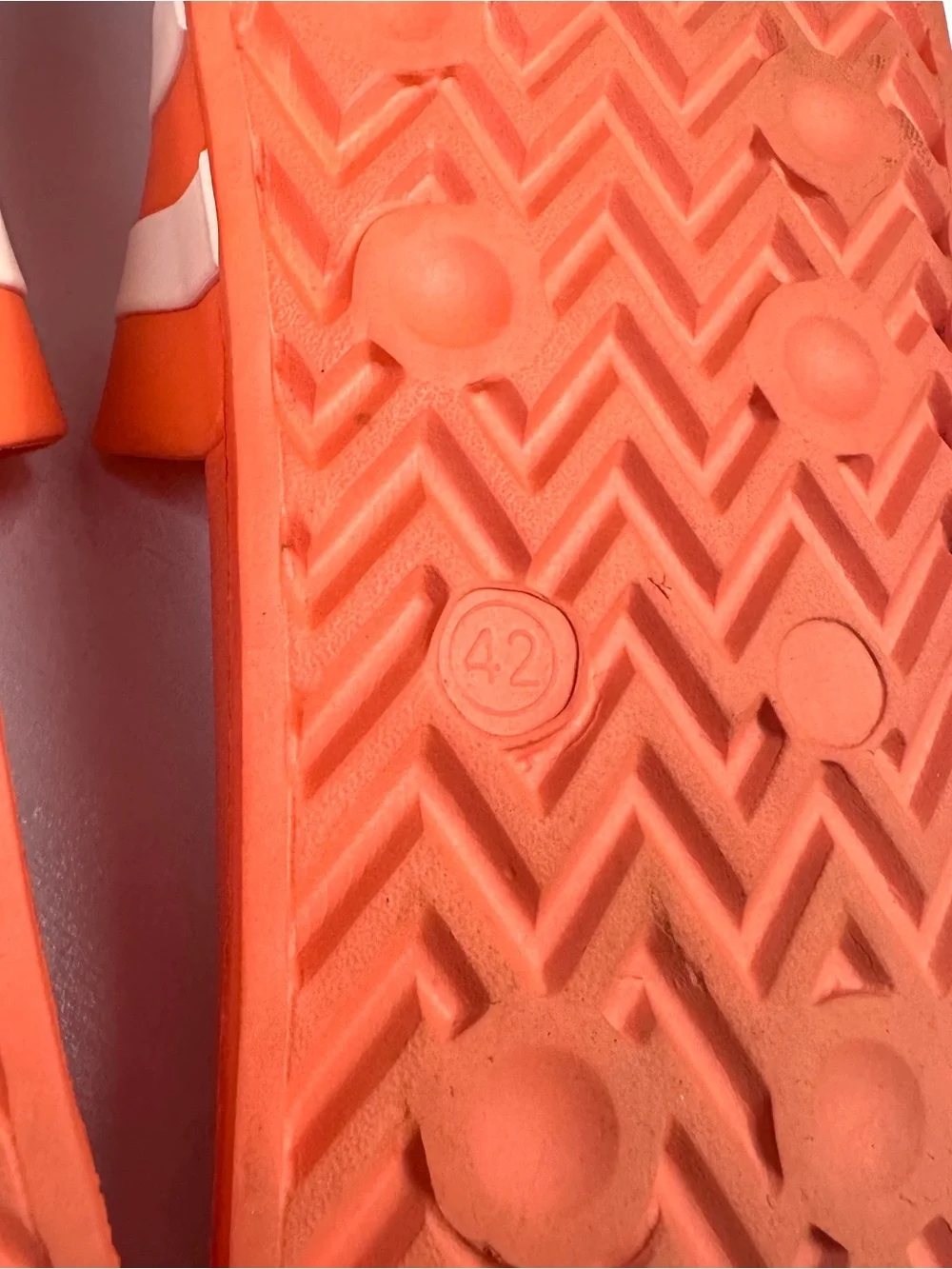 Whataburger Orange Slide Sandals with White Stripes